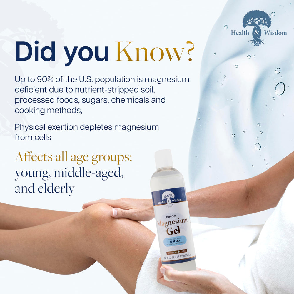 Health and Wisdom magnesium gel soothes joints after workouts with natural minerals.