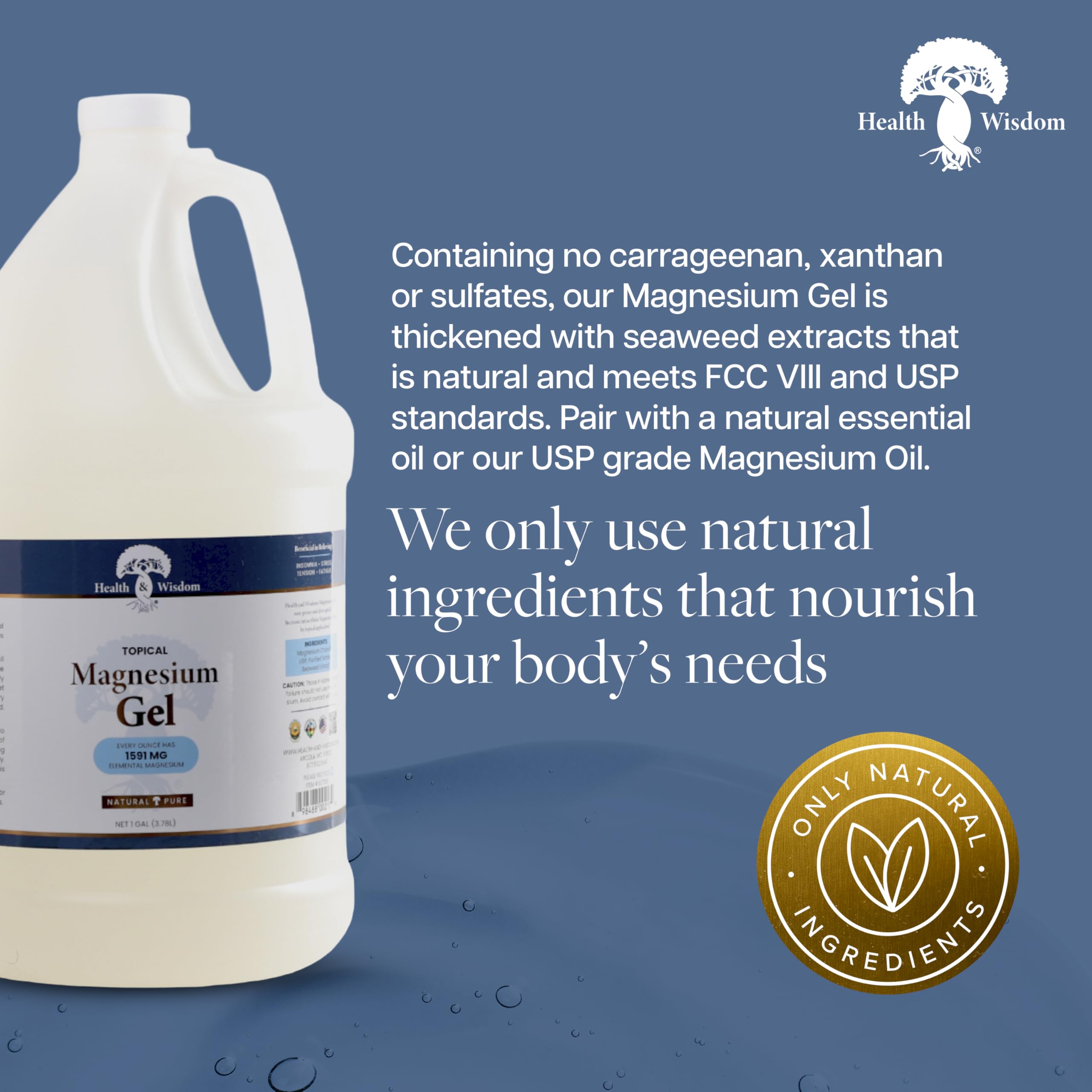Health and Wisdom magnesium gel on skin delivering seaweed moisture benefits.