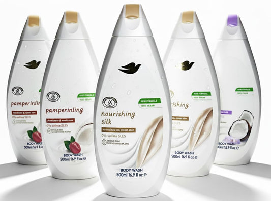 HealthAZ body wash six-pack bottles on display for daily moisture.