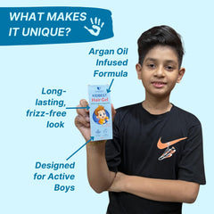 HealthBest Kids Hair Styling Gel packaging box showcases non-toxic daily use.