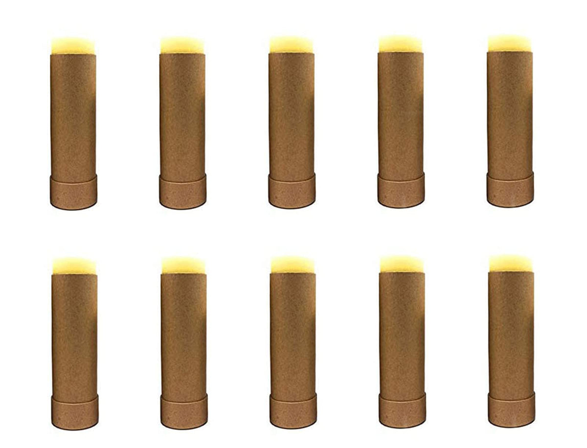 Healthcom lip balm tube 2oz brown front view, ideal for on-the-go application.