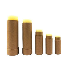 Healthcom lip balm tube side profile, holds more for extended use.