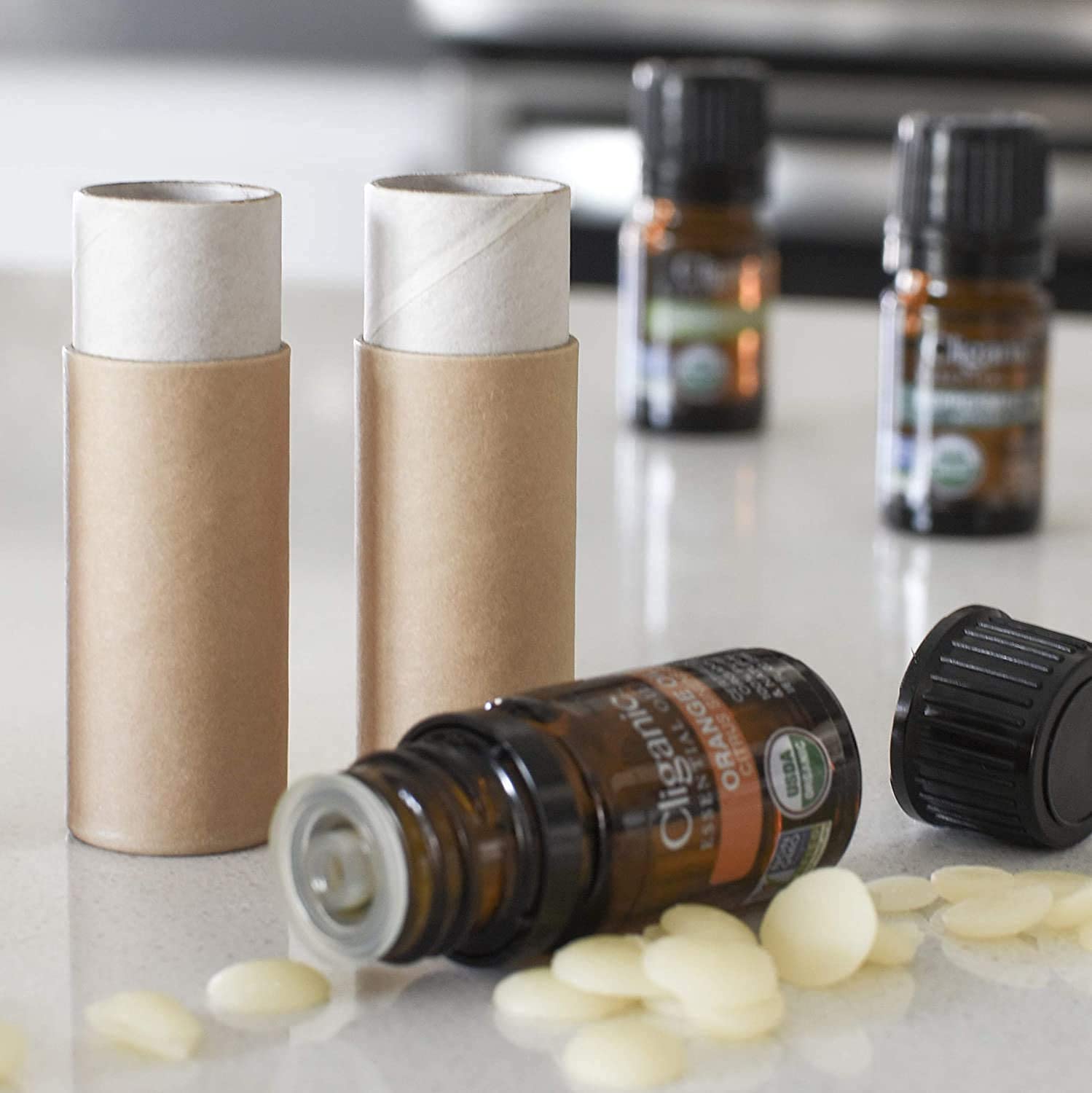 Healthcom travel-size tube packaging, portable in purses and bags.