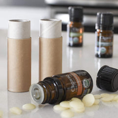 Healthcom travel-size tube packaging, portable in purses and bags.