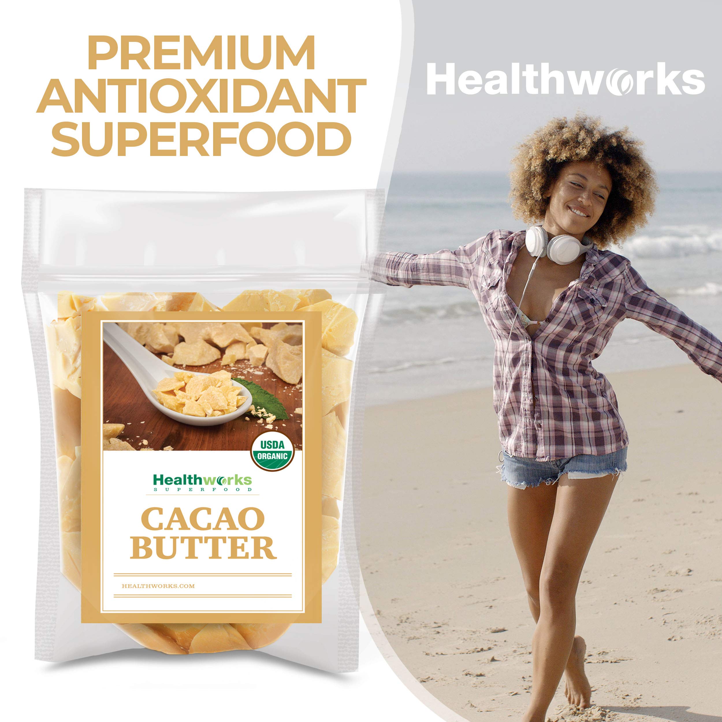 Product preview of cacao butter used in a skincare formulation.