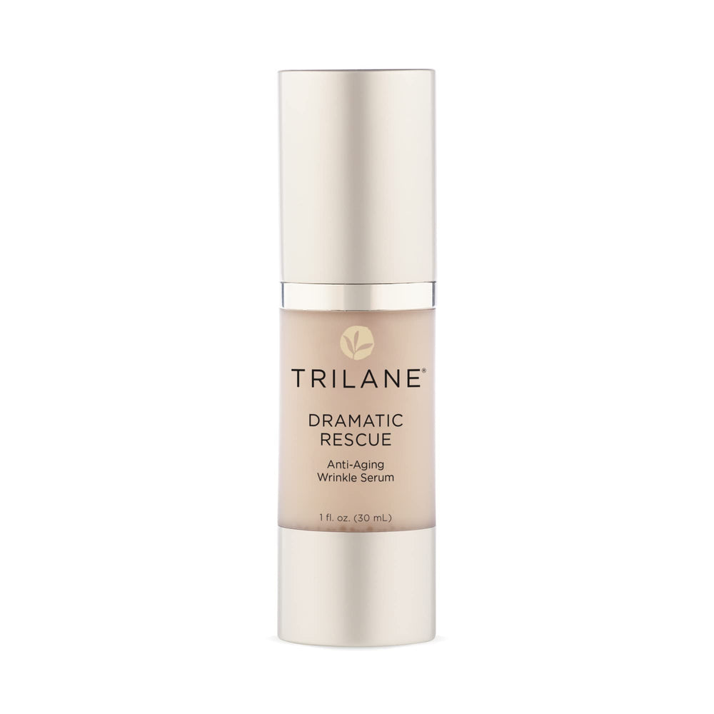 Healthy Directions Trilane Dramatic Rescue bottle pour highlights olive squalane hydration.