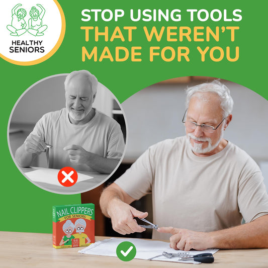 Healthy Seniors rotating-head clipper adapts to angles for easy thick-nail trimming.