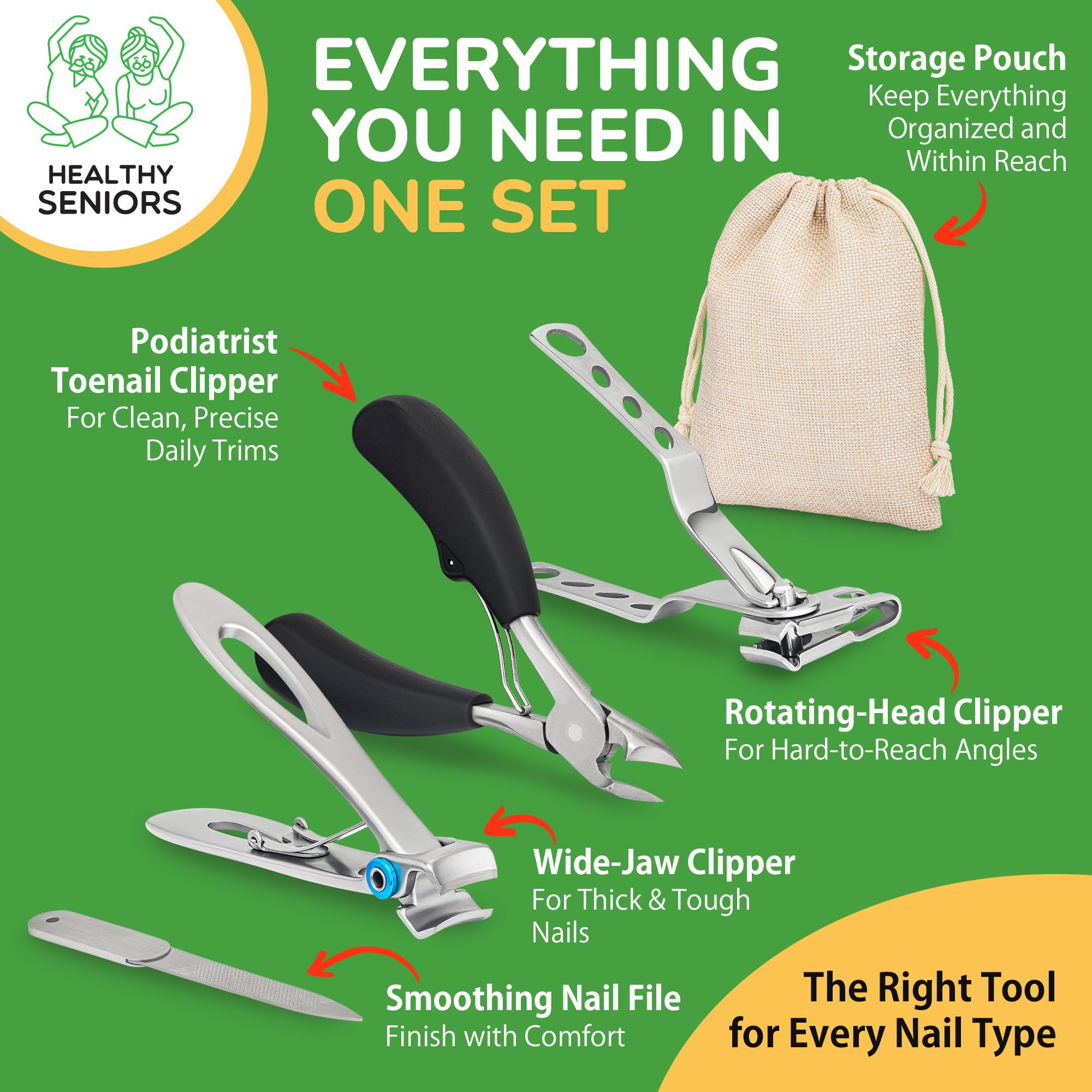 Healthy Seniors ergonomic non-slip handles reduce hand strain during use.
