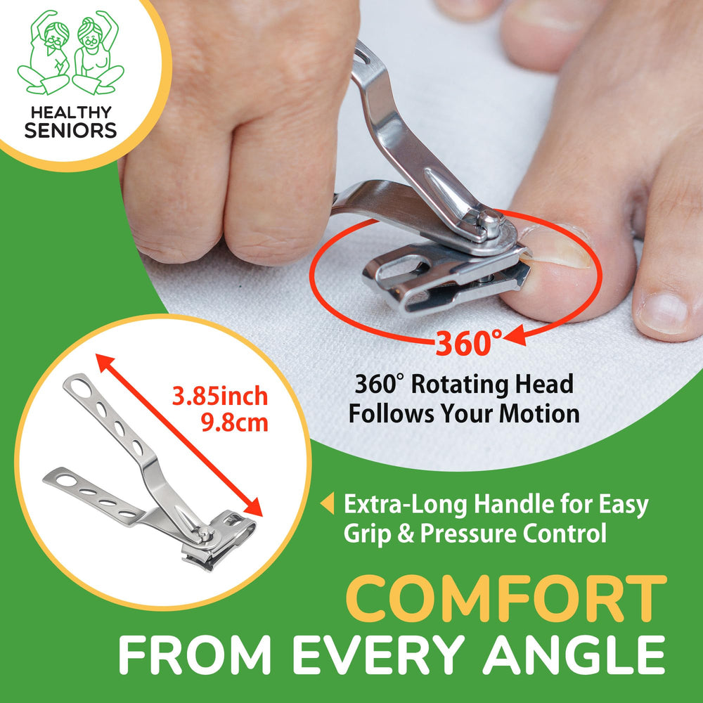 Healthy Seniors extra-wide jaw clipper handles thick nails with less effort.