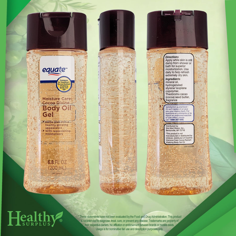Healthy Surplus Equate Cocoa Divine gel texture near pump enables smooth application