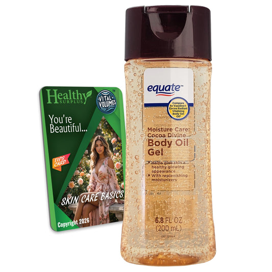 Healthy Surplus Equate Cocoa Divine body oil gel bottle ready for daily hydration