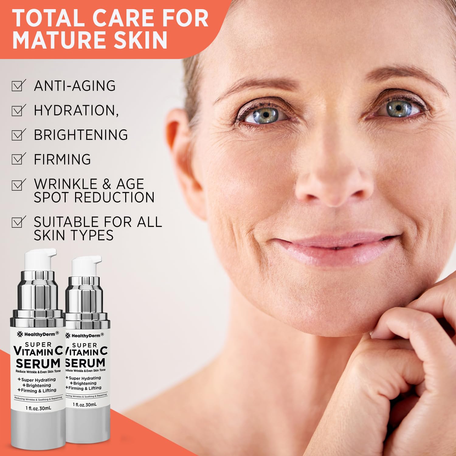 HealthyDerm Caffeine extract close-up underscores energizing revival of tired-looking skin