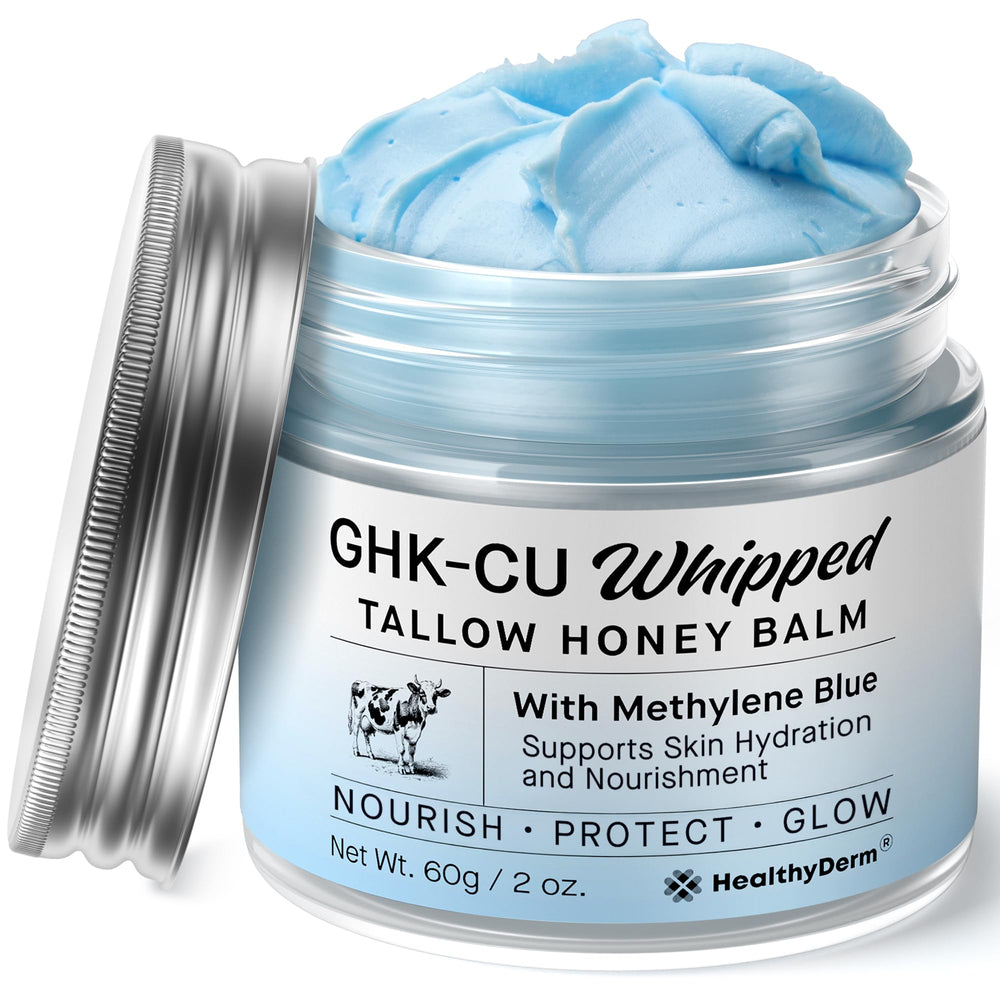 HealthyDerm copper peptides balm jar showing rich texture for firmer mature skin