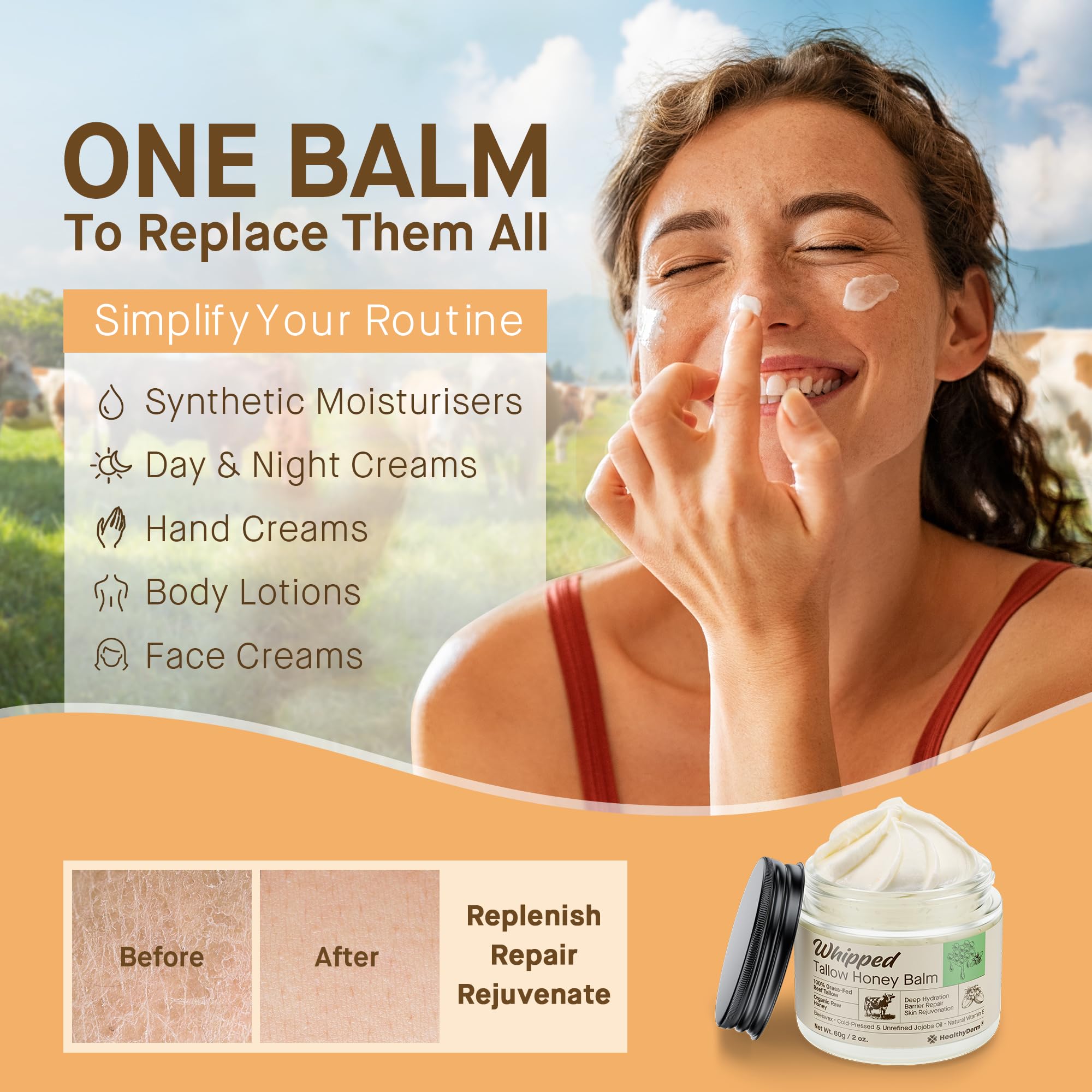 HealthyDerm USA-made packaging emphasizes clean, fragrance-free care.