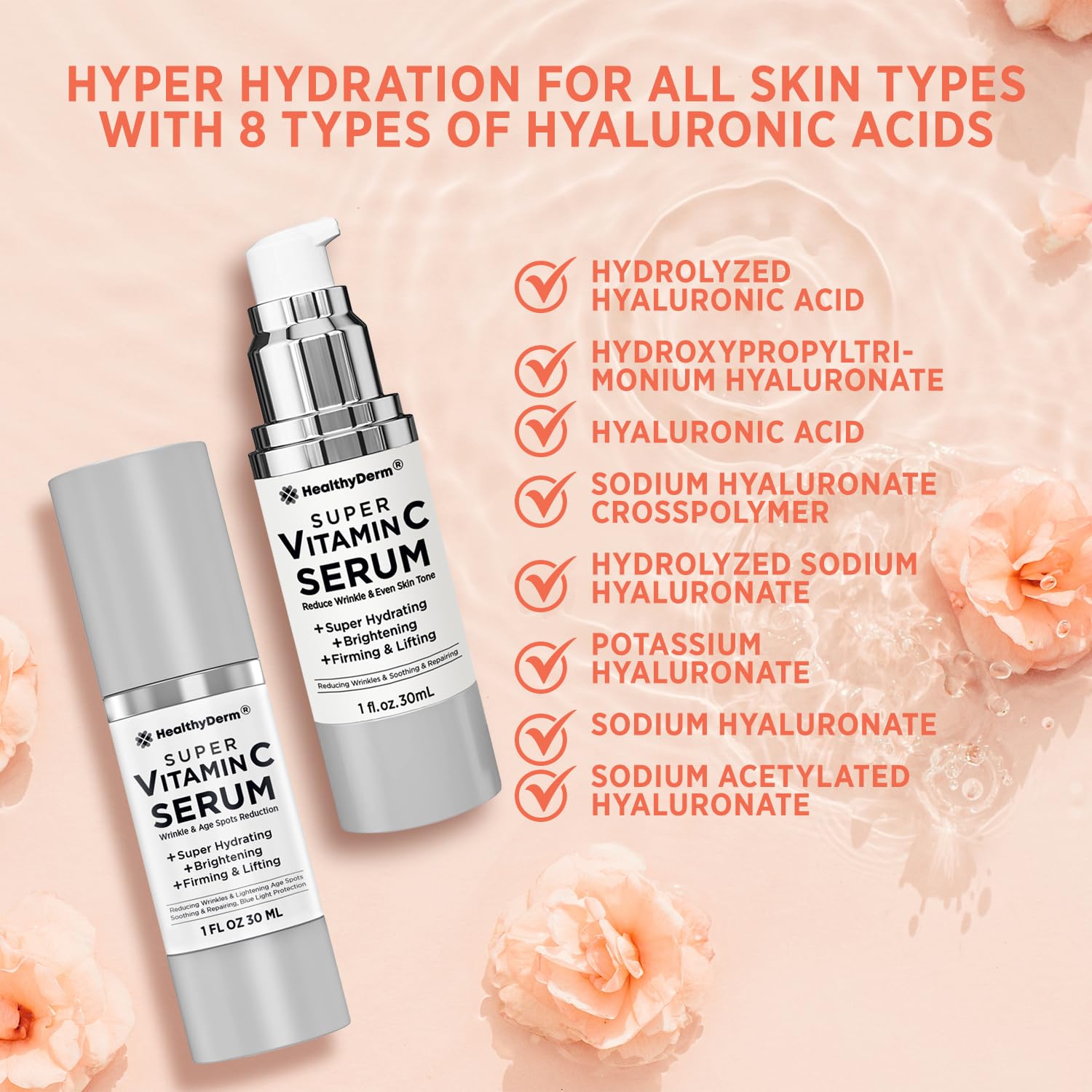 HealthyDerm Peptides serum drops conveys firmness and lifting potential for sagging skin