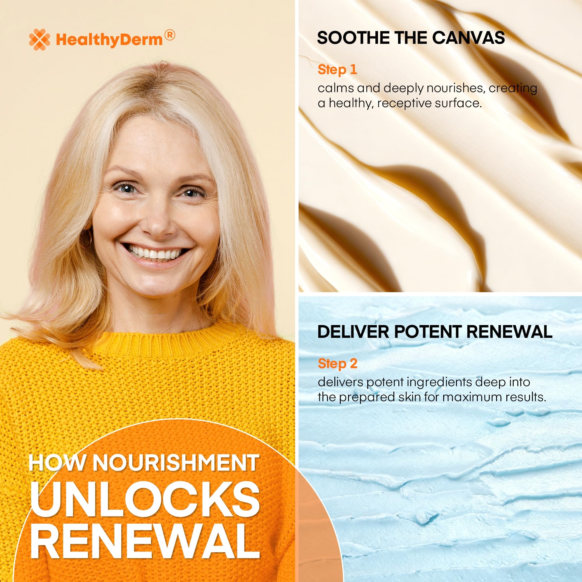 HealthyDerm Two-step routine setup image suggesting prep and renewal sequence.