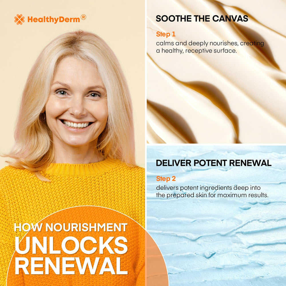 HealthyDerm Two-step routine setup image suggesting prep and renewal sequence.
