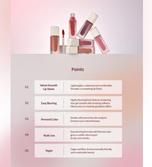 Heart Percent Dote On Mood Blurry Fog Tint applied on lips demonstrates smooth cushiony texture