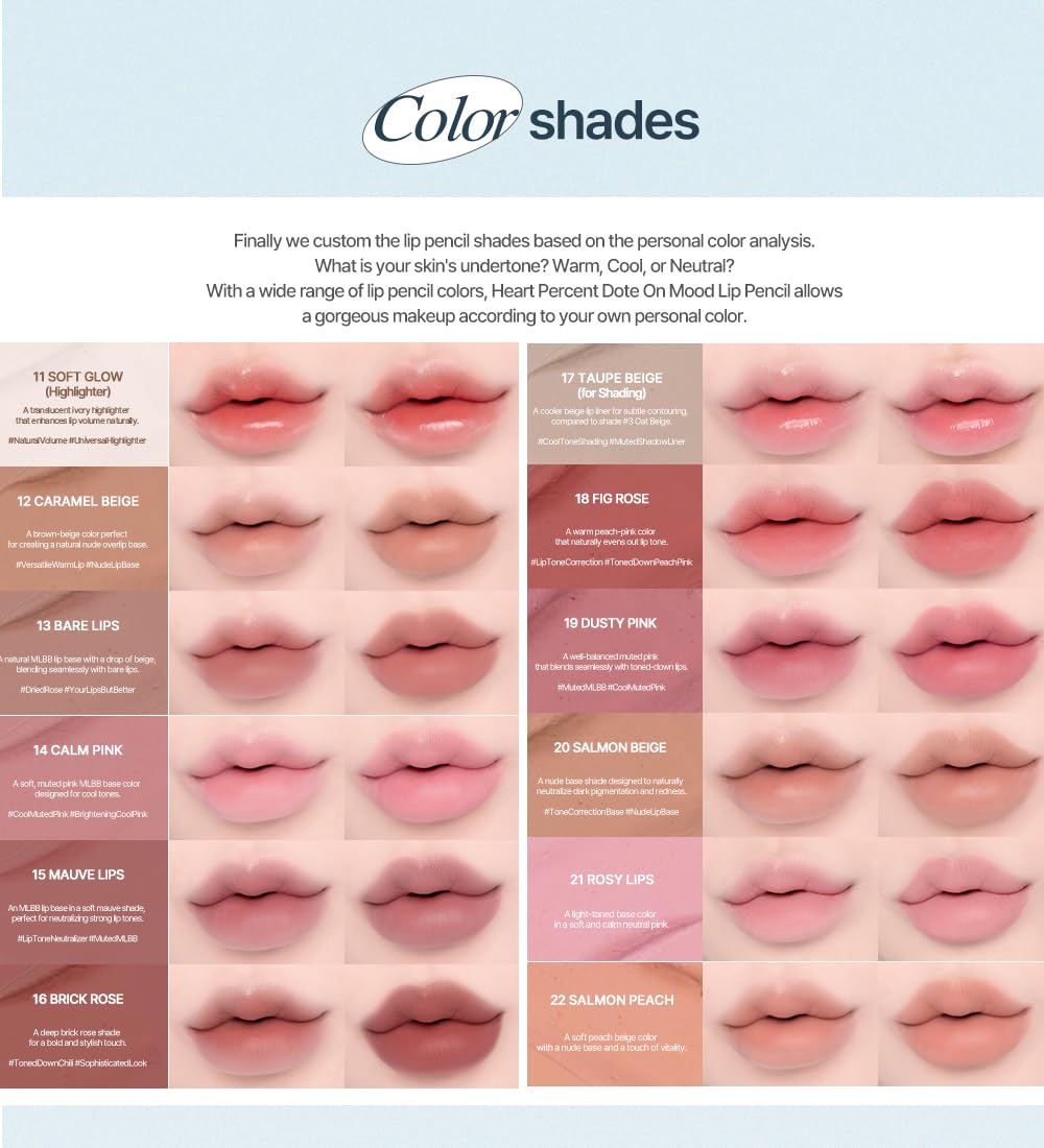 Versatile use as MLBB base with Heart Percent Dote On Mood Lip Pencil 13 Bare Lips