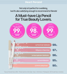 Heart Percent Dote On Mood Lip Pencil retractable tip for easy, mess-free use.