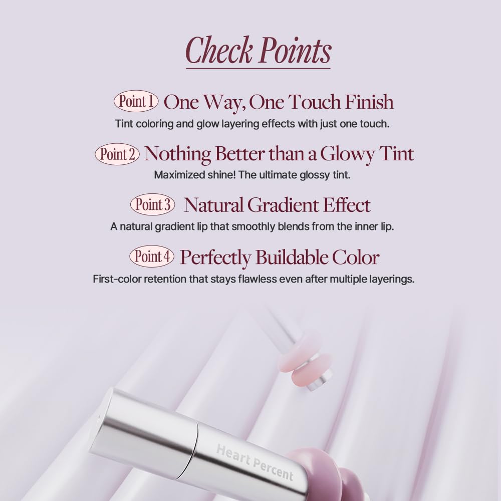 Heart Percent Dote On Mood lip-stain applying gloss layer for radiant finish.