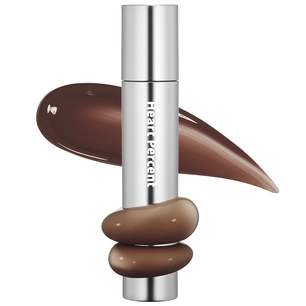 Heart Percent Dote On Mood Earthy Brown 08 lip tint close-up with luminous color