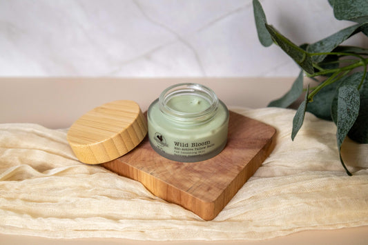 Texture swatch of Wild Bloom Balm showing fast-absorbing feel.
