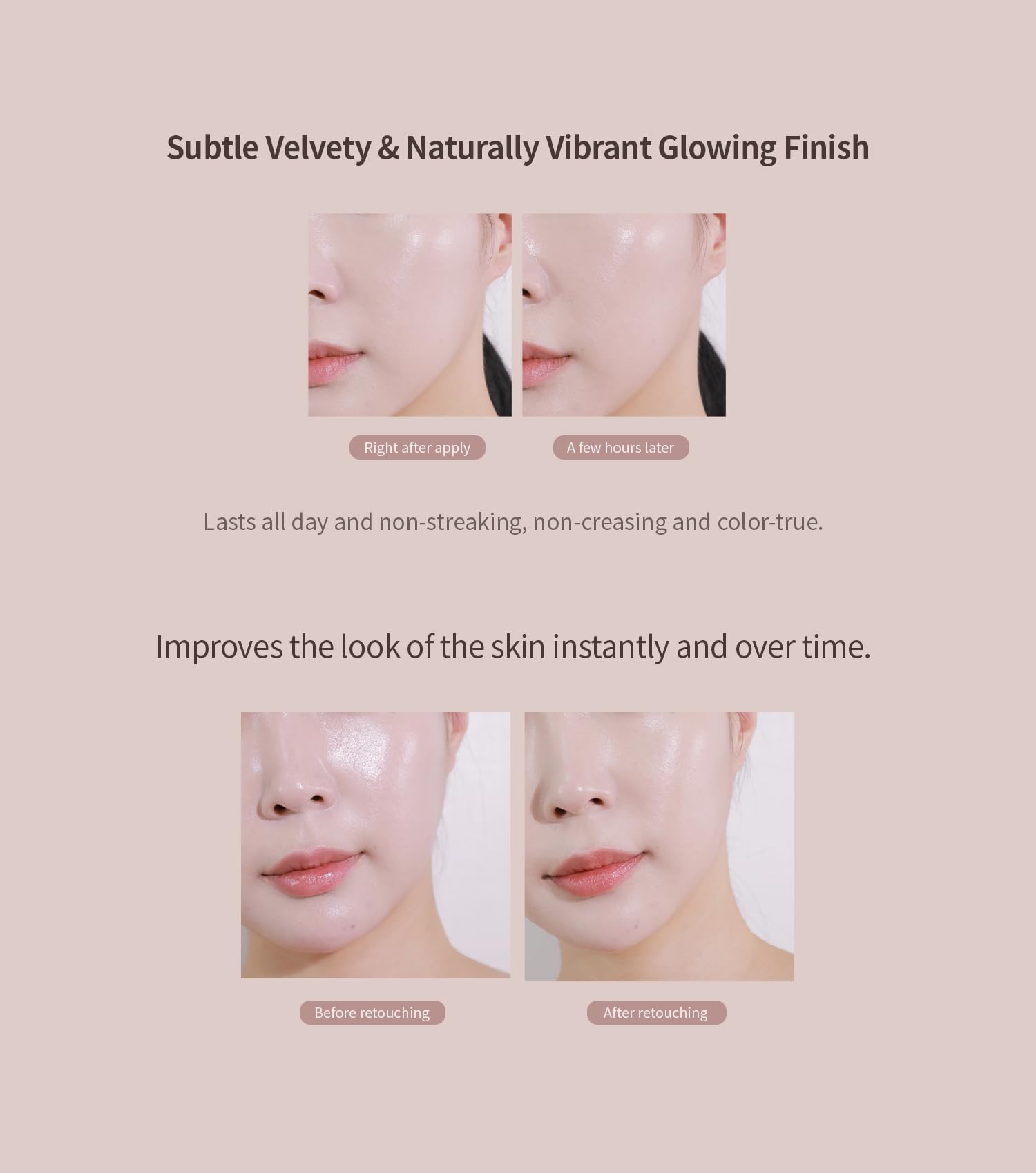 Heart Percent Dote on Mood Layer Cushion satin glow finish enhances radiance.