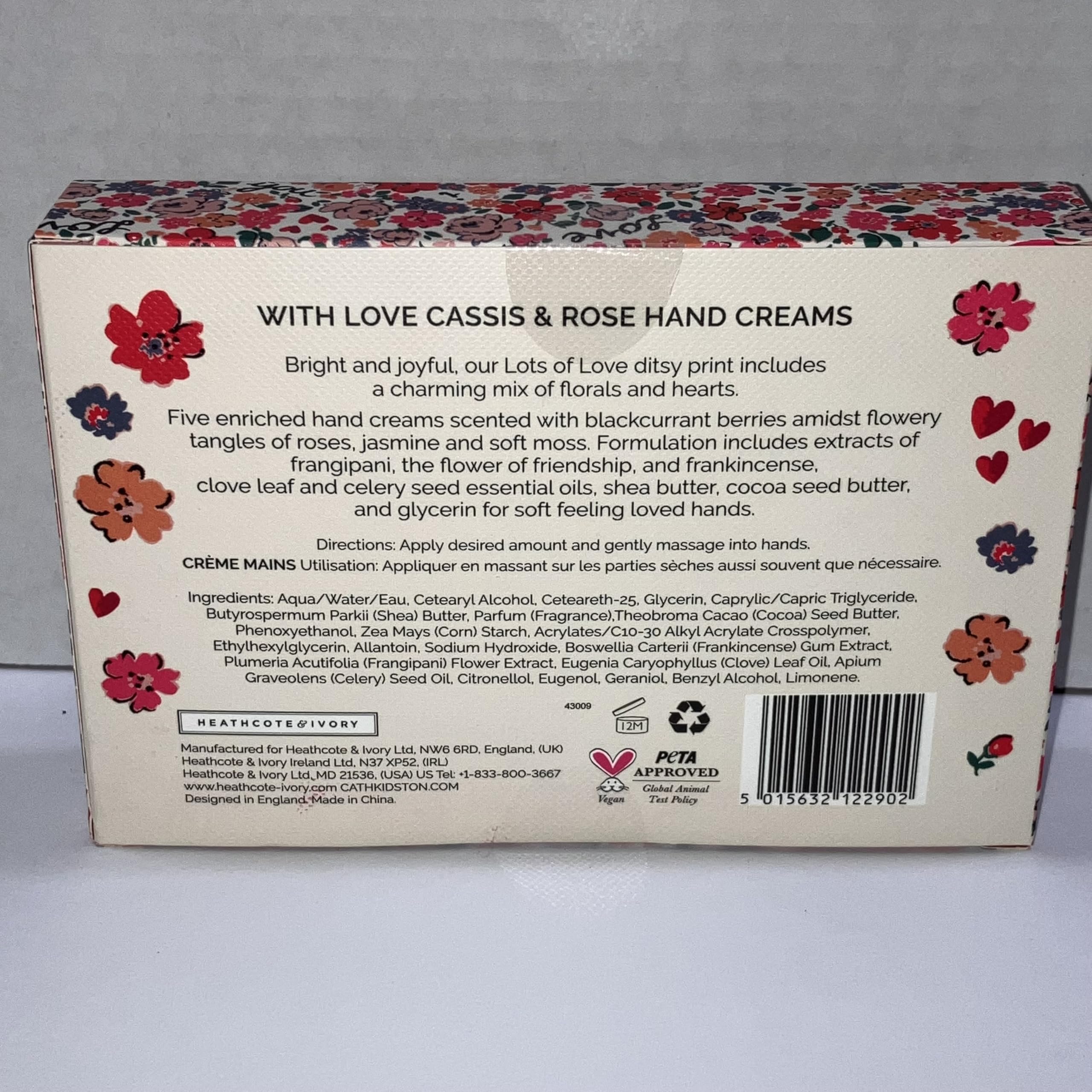 Cassis & Rose blend with frangipani and frankincense; softening hand care