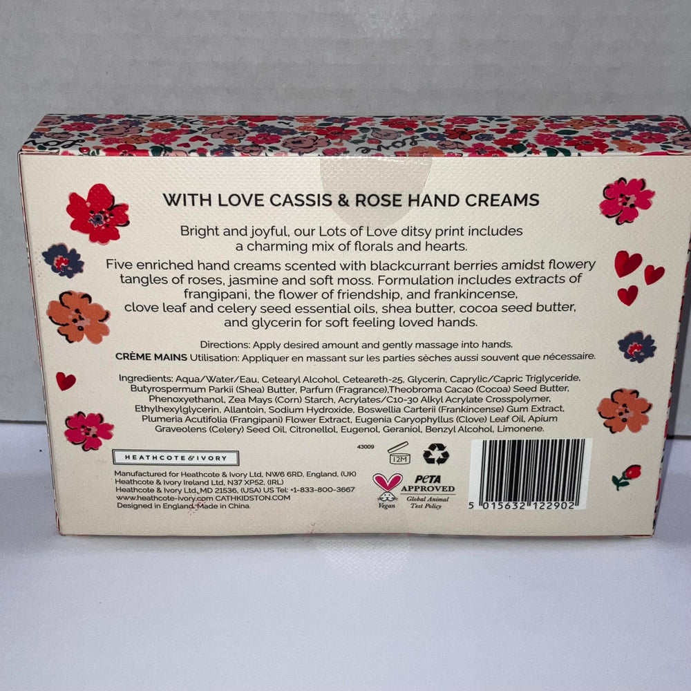 Cassis & Rose blend with frangipani and frankincense; softening hand care