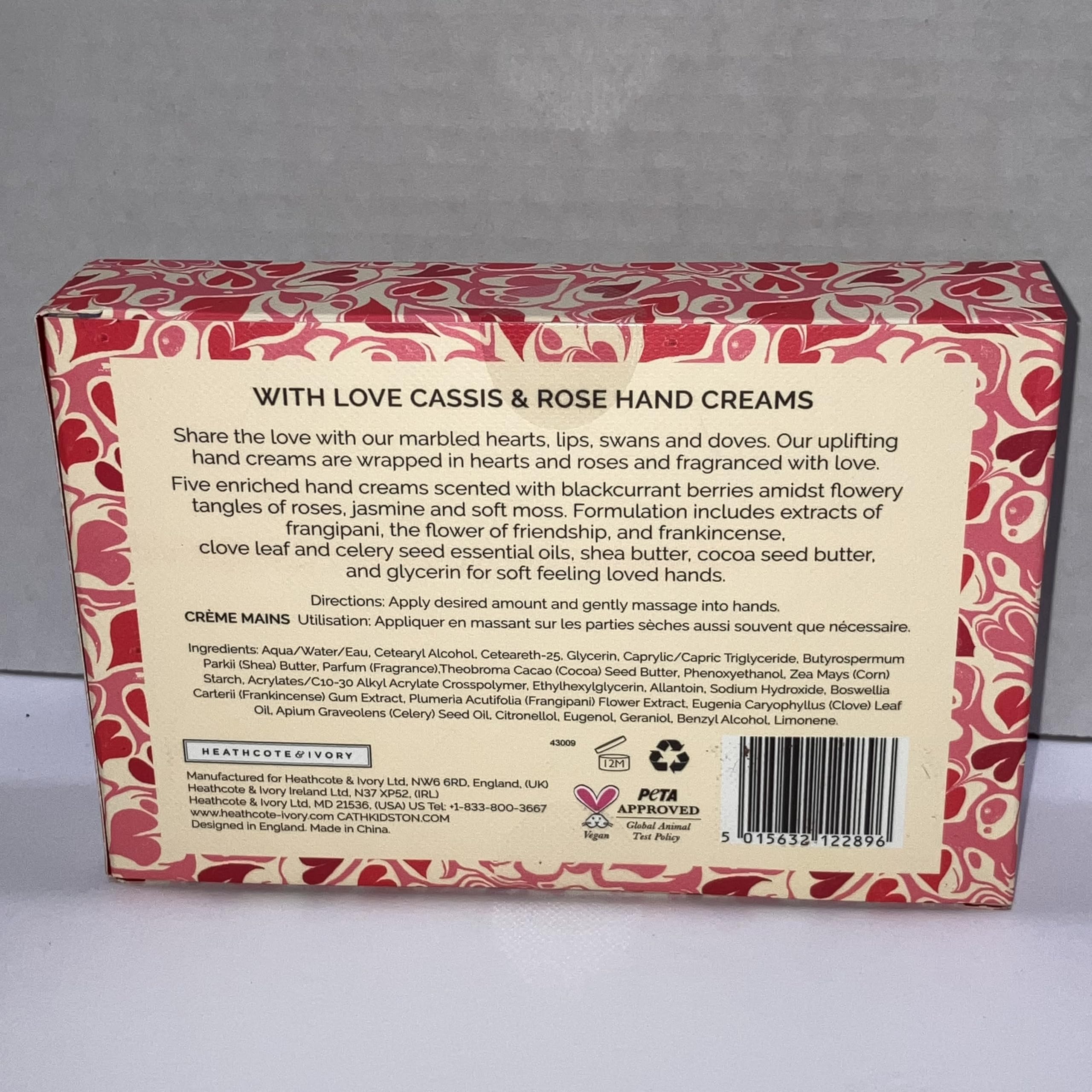 Cath Kidston hand cream set from Heathcote and Ivory marbled hearts for soft, fragrant hands