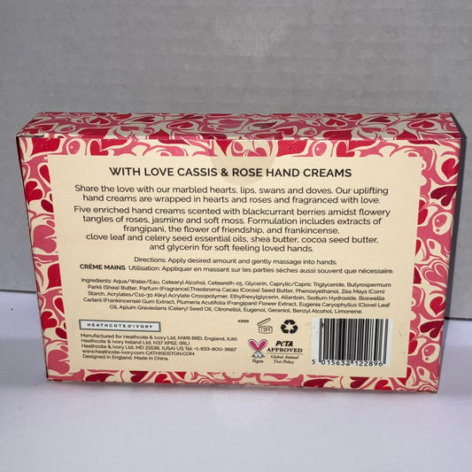 Cath Kidston hand cream set from Heathcote and Ivory marbled hearts for soft, fragrant hands