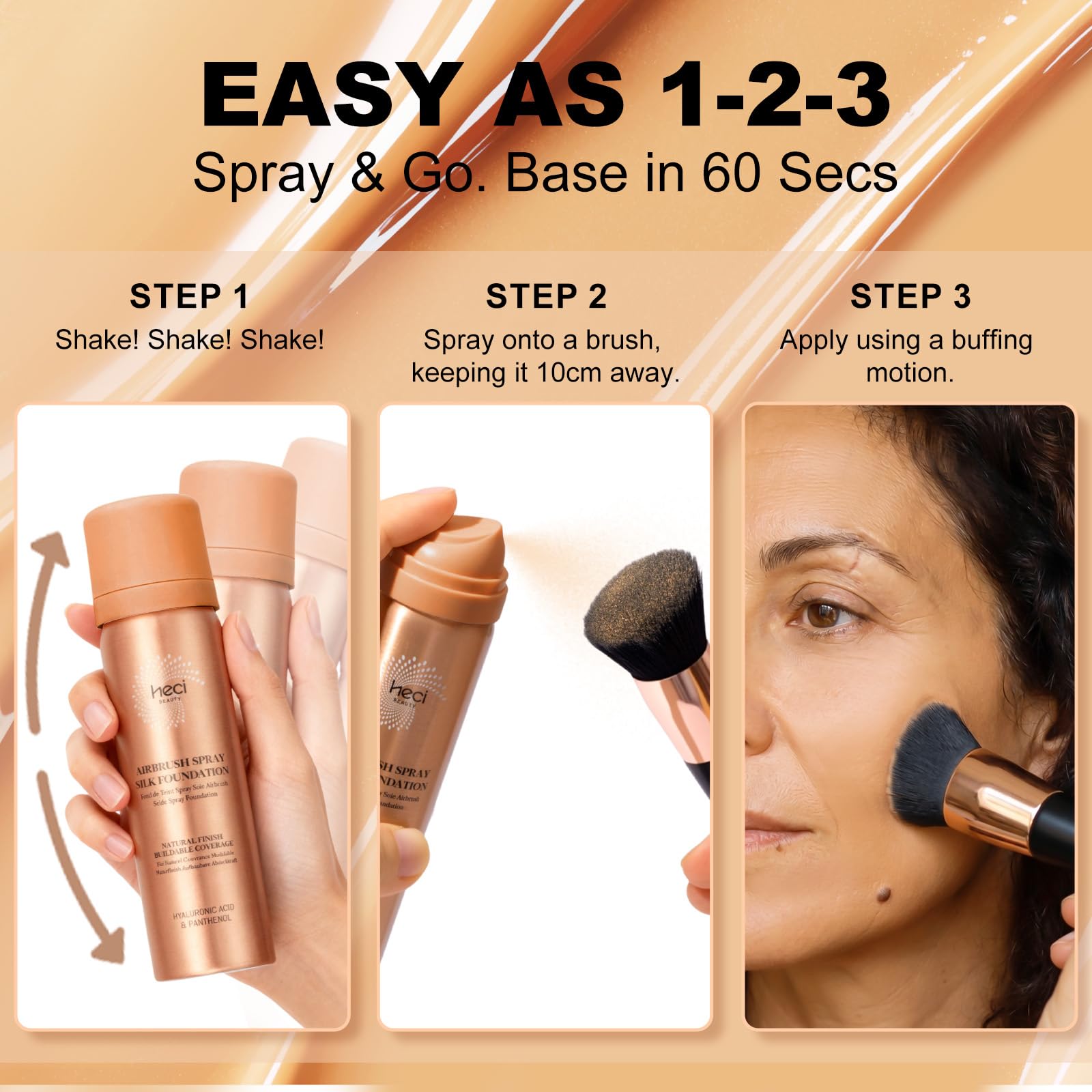 HECI BEAUTY formula with hyaluronic acid and trehalose provides skin hydration.