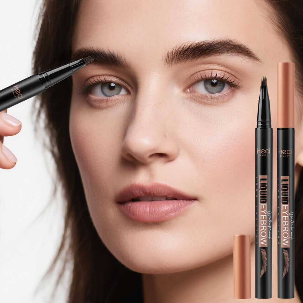 HECI BEAUTY square-angle brush close-up showing pigment blending