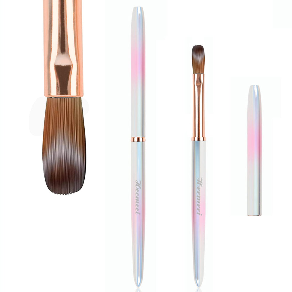 heemeei acrylic nail brush with gradient pink-white handle for stable grip and precise painting