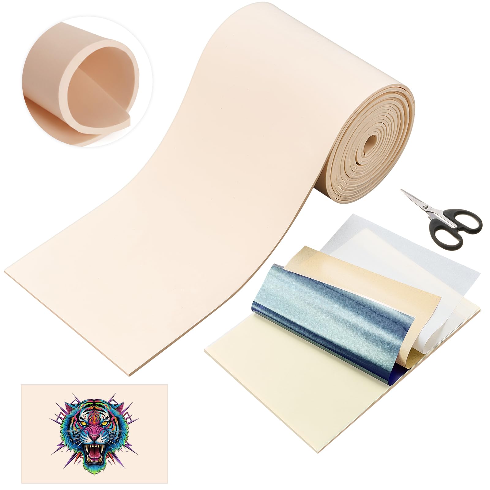 Heigble rolled tattoo skin in silicone for durable, reusable practice sessions