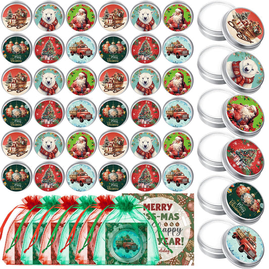 Heigble 48-set Christmas lip balm tin can for on-the-go lip care