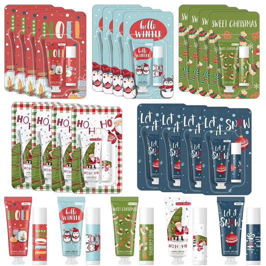 Heigble Christmas hand cream and lip balm gift set box design, ideal for gifts.