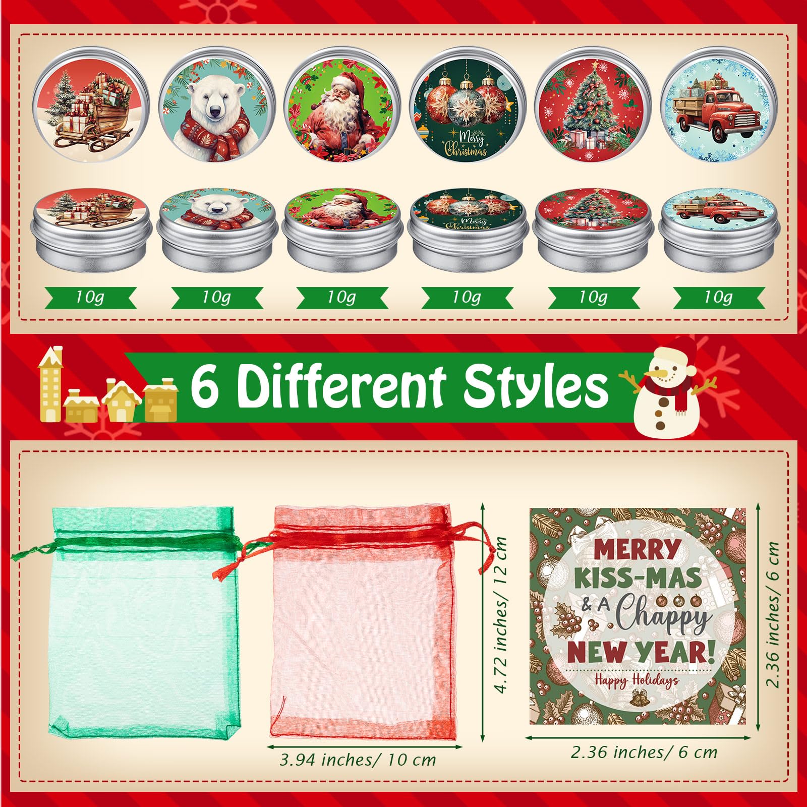 Heigble organza bag in red and green, perfect for gifting and decorative presentation.