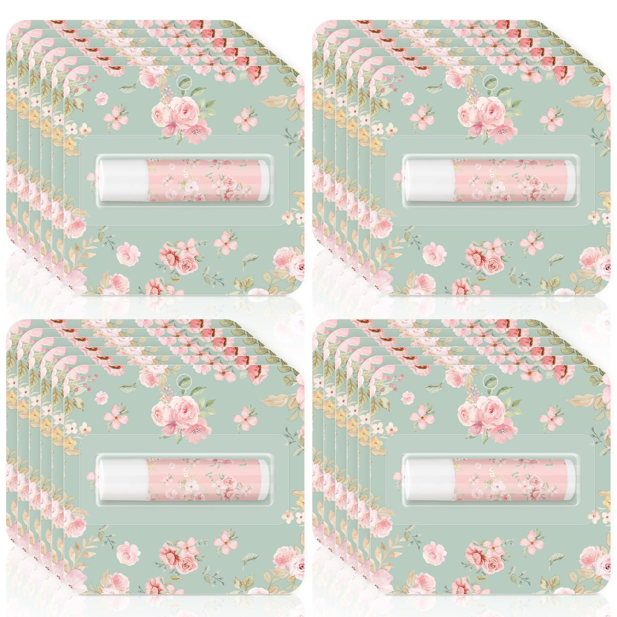 Heigble Tea Party Lip Balm with pink flower design, gentle rose fragrance for soothing moments.