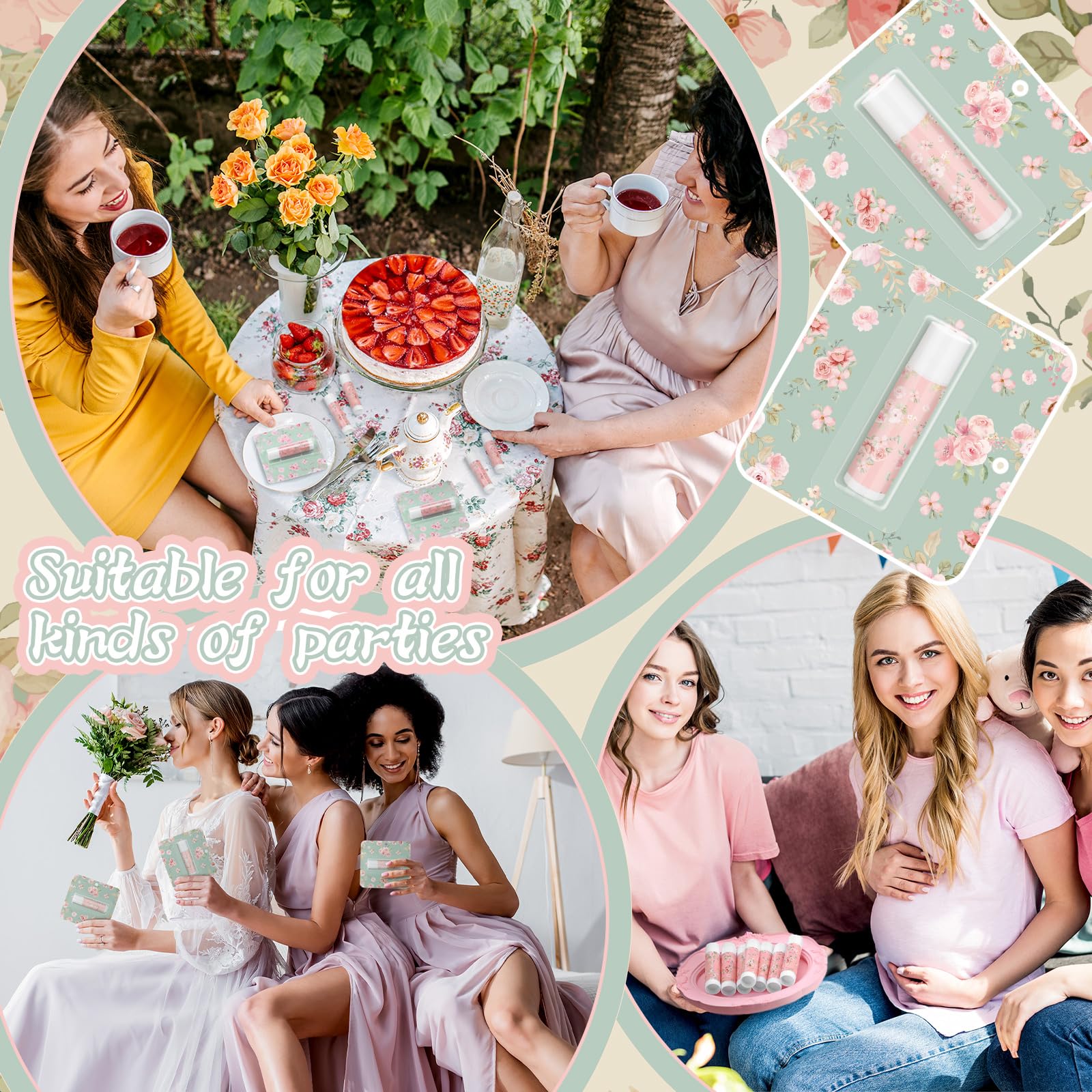 Heigble Tea Party Lip Balm 24-piece set, a spring celebration gift idea.