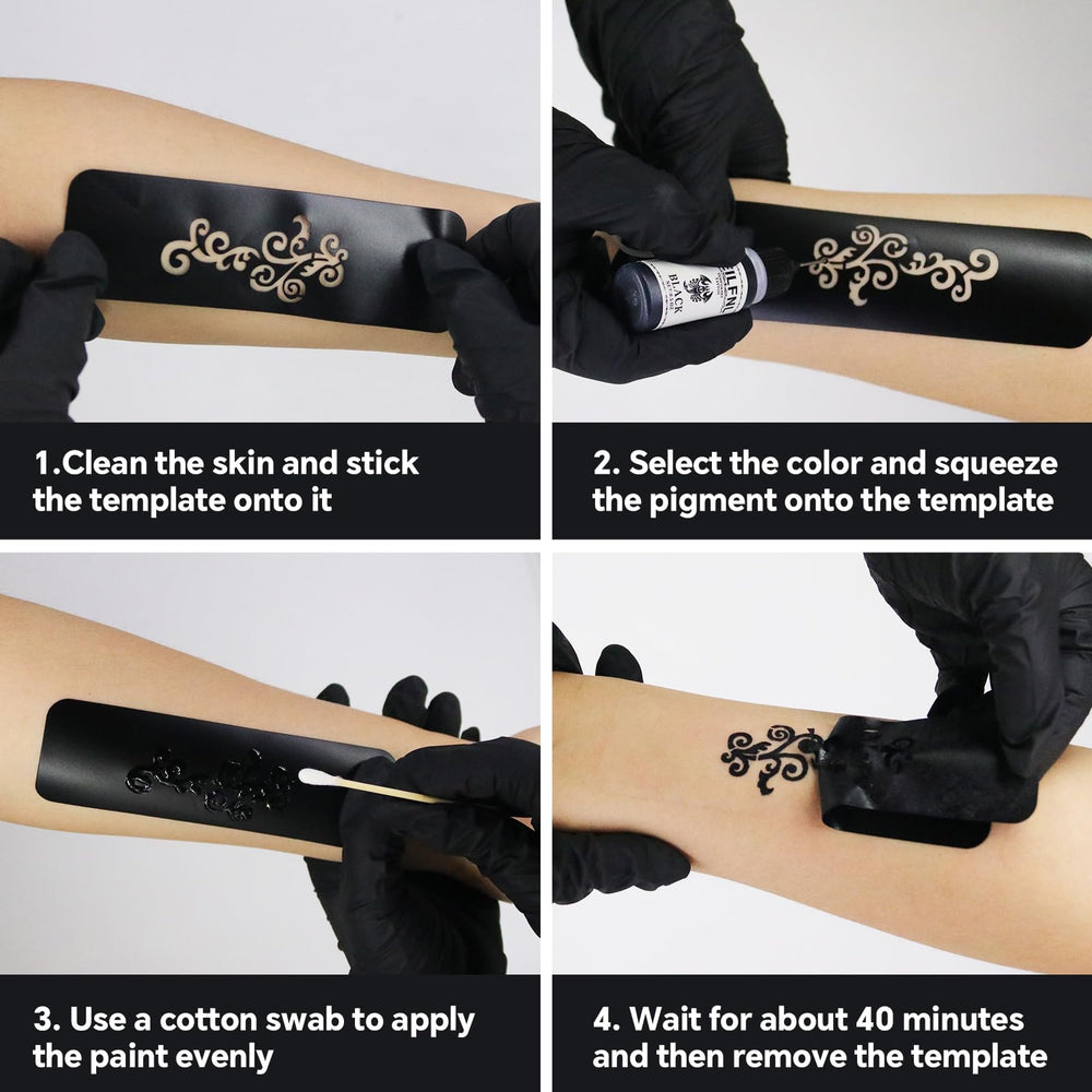 HEILFNL DIY tattoo application with self-adhesive templates.