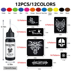 HEILFNL templates sheet enables easy, precise tattoo art.