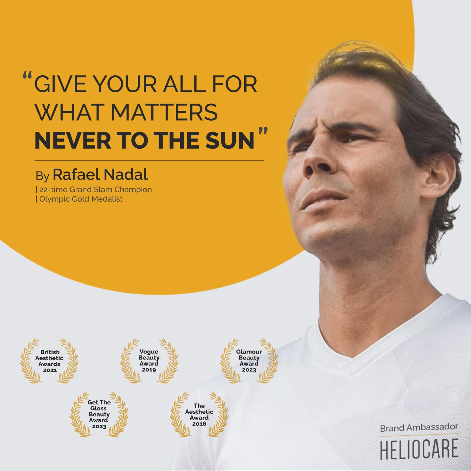 Brand logo detail on Heliocare Advanced Sun Screen Spray bottle.