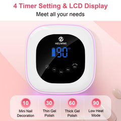 HELIVIVE cordless nail lamp offers long battery life and USB reverse charging.