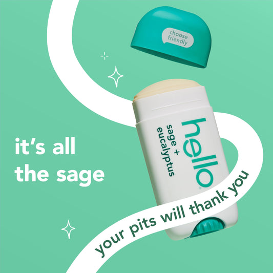 Hello aluminum-free deodorant 2-pack with shea butter for moisturized underarms.