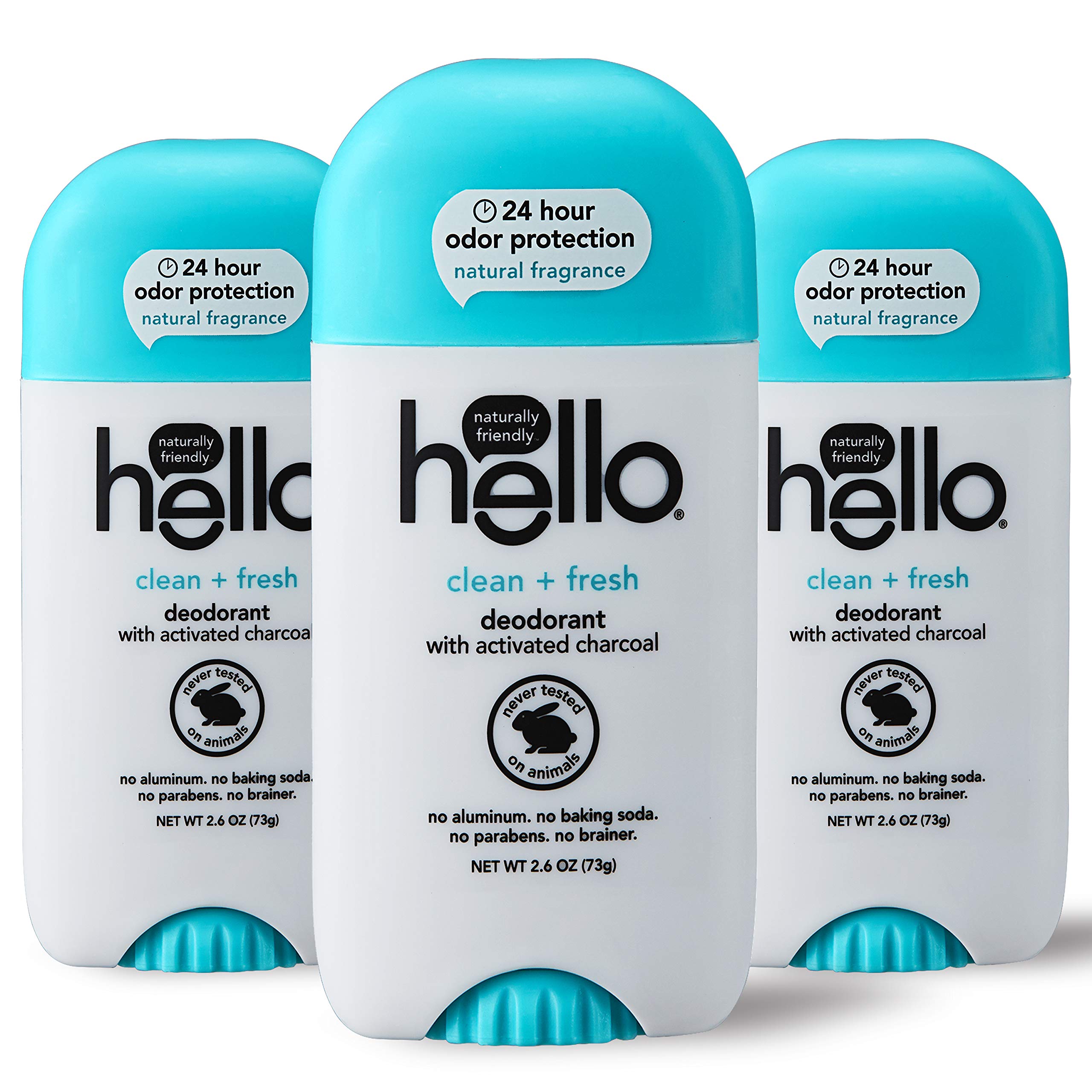 Hello charcoal deodorant pack of three for all-day freshness and protection