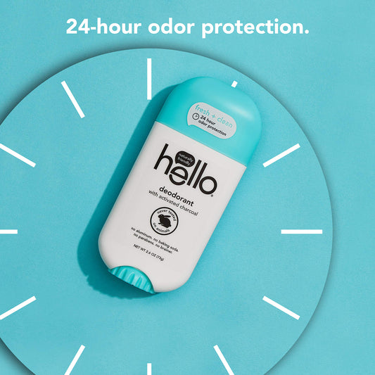 Close-up of Hello deodorant stick showing smooth glide
