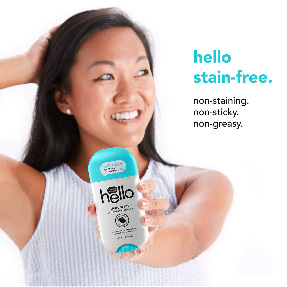 Hello charcoal deodorant texture appears non-sticky and non-greasy