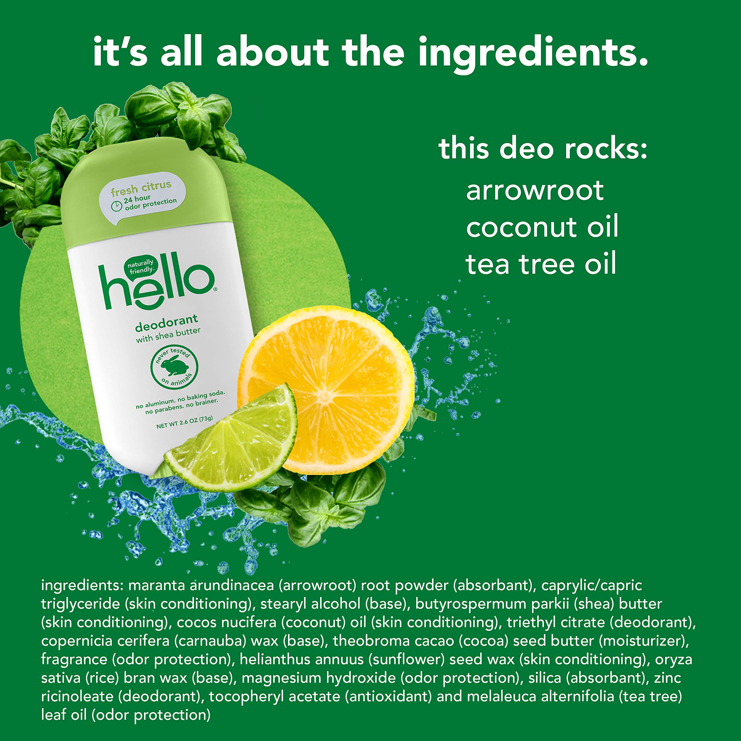 Hello deodorant Recycled packaging highlights eco-friendly design.